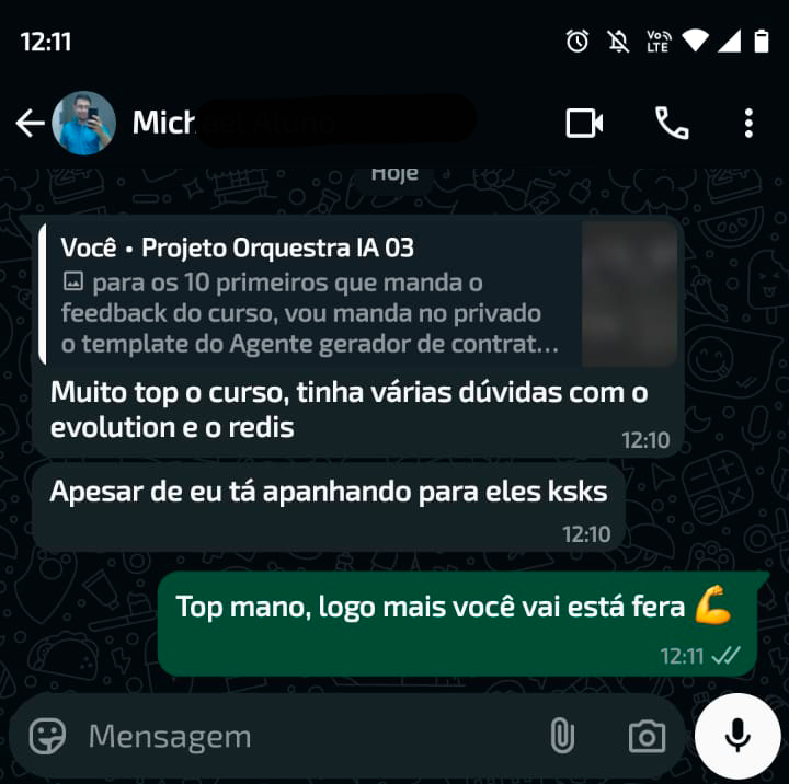 Depoimento de aluno